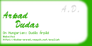 arpad dudas business card